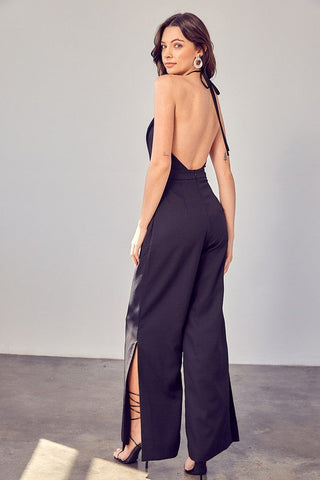 Deep V-Neck Wide Leg Jumpsuit *Online Only* - Premium  from Do + Be Collection - Just $81! Shop now 