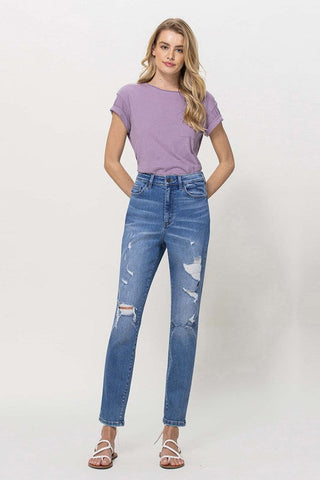 Flying Monkey Distressed Mom Jeans *Online Only* - Premium pants at Lonnys NY - Just $62.55! Shop Womens clothing now 