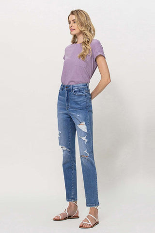 Flying Monkey Distressed Mom Jeans *Online Only* - Premium pants from VERVET by Flying Monkey - Just $62.55! Shop now 