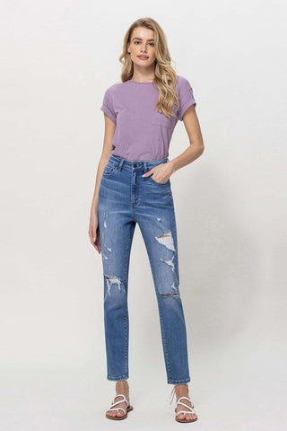 Flying Monkey Distressed Mom Jeans *Online Only* - Premium pants at Lonnys NY - Just $62.55! Shop Womens clothing now 