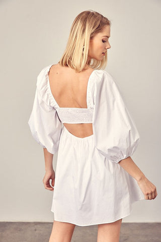 Tie Front Puff Sleeve Romper Dress  *Online Only* - Premium dresses at Lonnys NY - Just $70.80! Shop Womens clothing now 