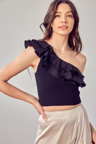 One Shoulder Ruffle Top *Online Only* - Premium clothing at Lonnys NY - Just $62! Shop Womens clothing now 