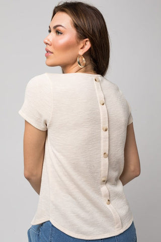 S/S Back Button Down Rib Top * Online Only* - Premium Shirts & Tops at Lonnys NY - Just $43! Shop Womens clothing now 