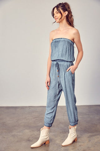 Raw Edge Detail Tube Jumpsuit  *Online Only* - Premium  from Mustard Seed - Just $72.88! Shop now 