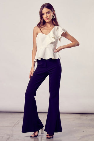 One Shoulder Ruffle Peplum Top  *Online Only* - Premium  at Lonnys NY - Just $54.30! Shop Womens clothing now 