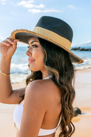 Fray-Edge Rattan Band Straw Hat *Online Only* - Premium hats at Lonnys NY - Just $40! Shop Womens clothing now 