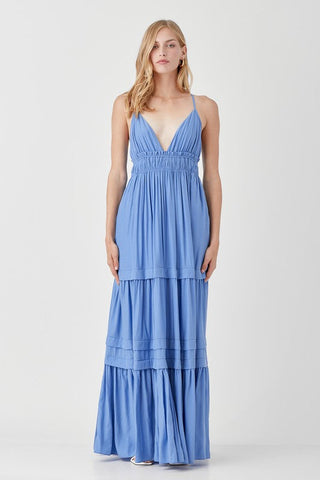 Shirred Ruffle Folded Detail Maxi Dress  *Online Only* - Premium  at Lonnys NY - Just $81.90! Shop Womens clothing now 
