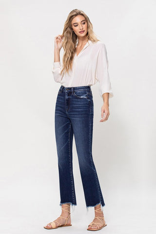 High Rise Distressed Hem Kick Flare Jeans *Online Only* - Premium clothing at Lonnys NY - Just $81! Shop Womens clothing now 