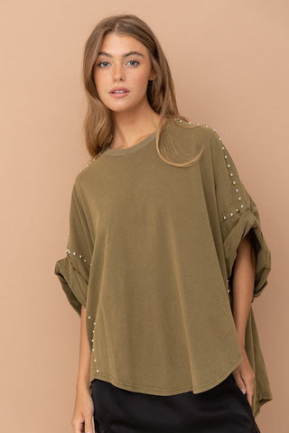 Studded Oversized High Low T Shirt  *Online Only* - Premium tops from Blue B - Just $72! Shop now 