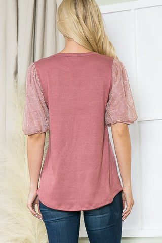 Metallic Bubble Sleeve Top *Online Only* - Premium clothing at Lonnys NY - Just $48! Shop Womens clothing now 