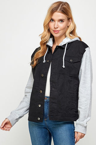 Denim Jacket with Hood *Online Only* - Premium clothing at Lonnys NY - Just $49! Shop Womens clothing now 