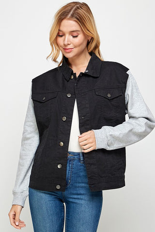 Denim Jacket with Hood *Online Only* - Premium clothing at Lonnys NY - Just $49! Shop Womens clothing now 