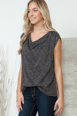 Cowl Neck Metallic Top *Online Only* - Premium clothing at Lonnys NY - Just $38! Shop Womens clothing now 