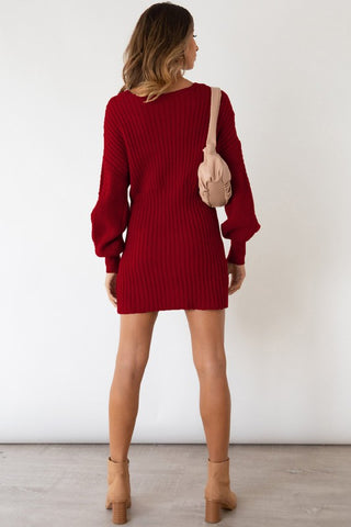 V-Neck Sweater Dress *Online Only* - Premium clothing at Lonnys NY - Just $52! Shop Womens clothing now 