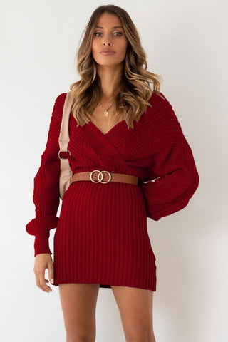 V-Neck Sweater Dress *Online Only* - Premium clothing at Lonnys NY - Just $52! Shop Womens clothing now 