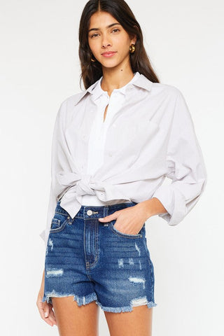 High Rise No Stitch Frayed Hem Shorts  *Online Only* - Premium  at Lonnys NY - Just $60! Shop Womens clothing now 