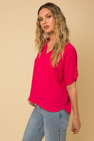 S/S V-Slit Top * Online Only* - Premium tops at Lonnys NY - Just $45! Shop Womens clothing now 