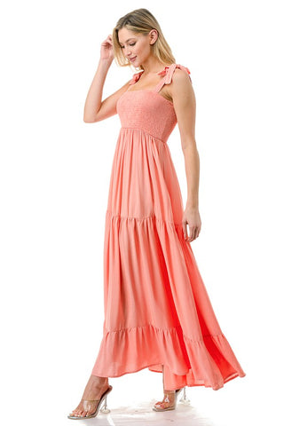 Women Smocked Top with Tiered Bottom Maxi Dress *Online Only* - Premium  at Lonnys NY - Just $50.88! Shop Womens clothing now 