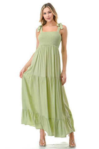 Women Smocked Top with Tiered Bottom Maxi Dress *Online Only* - Premium  at Lonnys NY - Just $50.88! Shop Womens clothing now 