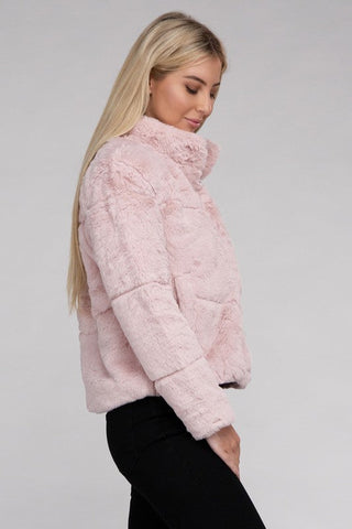 Fluffy Zip-Up Sweater Jacket *Online Only* - Premium  at Lonnys NY - Just $33! Shop Womens clothing now 