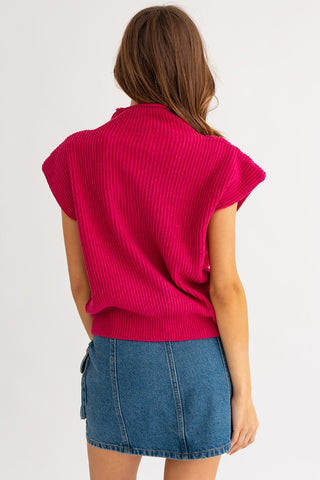 Turtle Neck Power Shoulder Sweater Vest   *Online Only* - Premium  at Lonnys NY - Just $62! Shop Womens clothing now 