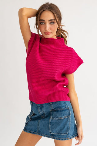 Turtle Neck Power Shoulder Sweater Vest   *Online Only* - Premium  from LE LIS - Just $62! Shop now 