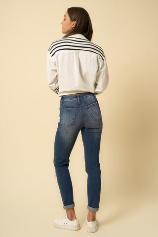 Destroyed Boyfriend Jeans - Premium Jeans at Lonnys NY - Just $74.75! Shop Womens clothing now 