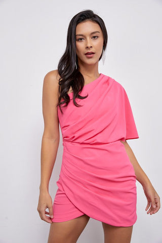 One Shoulder Wrap Dress   *Online Only* - Premium  at Lonnys NY - Just $53.63! Shop Womens clothing now 