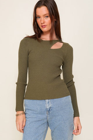 Cut Out Long Sleeve Sweater Top - Premium  at Lonnys NY - Just $45! Shop Womens clothing now 