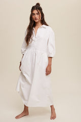 Button Front Puff Sleeve Baby doll Maxi Dress *Online Only*