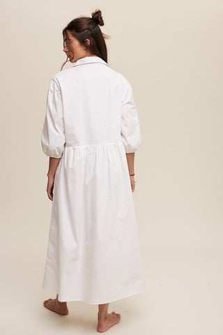 Button Front Puff Sleeve Baby doll Maxi Dress *Online Only* - Premium dresses at Lonnys NY - Just $83! Shop Womens clothing now 