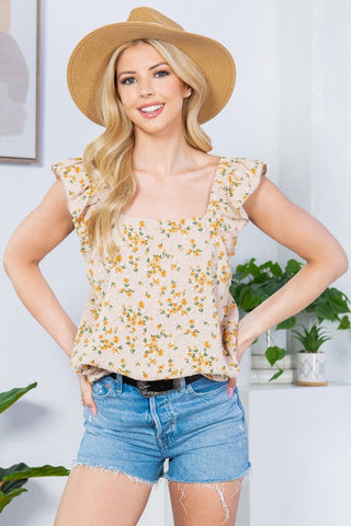Swiss Dot Print Ruffle Sleeve Top *Online Only* - Premium Shirts & Tops from Orange Farm Clothing - Just $45! Shop now 