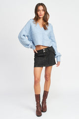 COLLARED CABLEKNIT BOXY SWEATER  *Online Only*