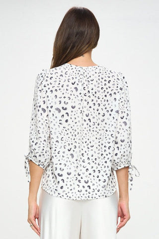 Made in USA Print Top with Self Tie Sleeves *Online Only* - Premium  at Lonnys NY - Just $75! Shop Womens clothing now 