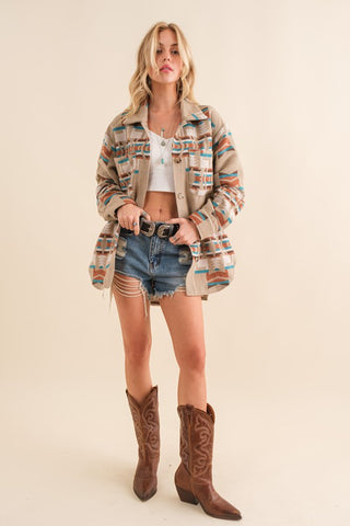 Aztec Shirt Jacket *Online Only* - Premium clothing at Lonnys NY - Just $75! Shop Womens clothing now 