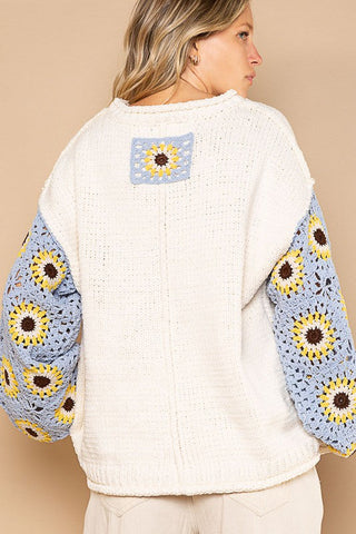 Contrast Square Pattern Sleeves Pullover Sweater *Online Only* - Premium  at Lonnys NY - Just $101.55! Shop Womens clothing now 