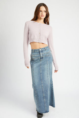 DENIM MAXI SKIRT *Online Only* - Premium Skirts at Lonnys NY - Just $89.63! Shop Womens clothing now 