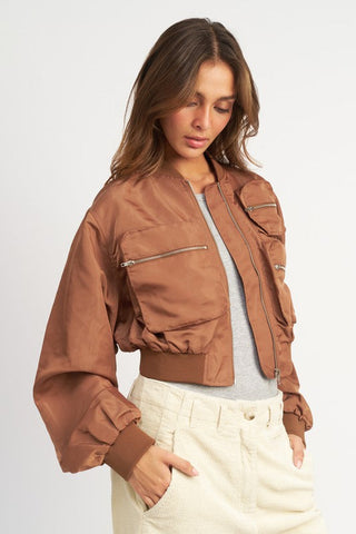 CROPPED BOMBER JACKET *Online Only* - Premium  from Emory Park - Just $104! Shop now 