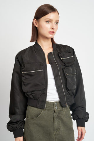 CROPPED BOMBER JACKET *Online Only* - Premium  from Emory Park - Just $104! Shop now 
