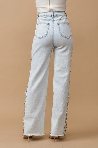 Cut Out At Side w/ Jewel Trim Stretch Denim Jeans *Online Only* - Premium  from Blue B - Just $111! Shop now 