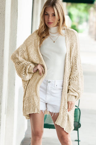 Crochet Dolman Knit Sleeve Cardigan *Online Only* - Premium cardigan at Lonnys NY - Just $65! Shop Womens clothing now 