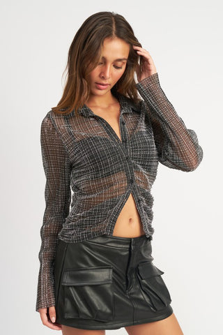 Sheer Button Down Nova Top *Online Only* - Premium clothing at Lonnys NY - Just $58! Shop Womens clothing now 