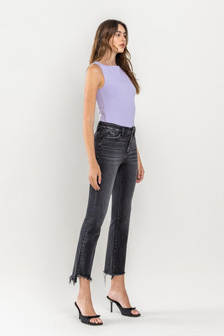 High Rise Raw Hem Crop Flare Jeans *Online Only* - Premium clothing at Lonnys NY - Just $90! Shop Womens clothing now 