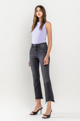 High Rise Raw Hem Crop Flare Jeans *Online Only* - Premium clothing at Lonnys NY - Just $90! Shop Womens clothing now 