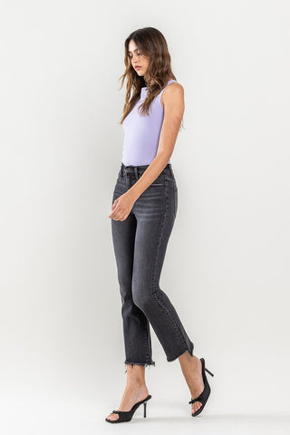 High Rise Raw Hem Crop Flare Jeans *Online Only* - Premium clothing at Lonnys NY - Just $90! Shop Womens clothing now 