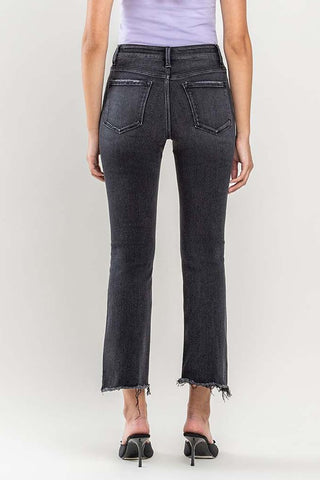 High Rise Raw Hem Crop Flare Jeans *Online Only* - Premium clothing at Lonnys NY - Just $90! Shop Womens clothing now 