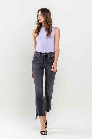 High Rise Raw Hem Crop Flare Jeans *Online Only* - Premium clothing at Lonnys NY - Just $90! Shop Womens clothing now 