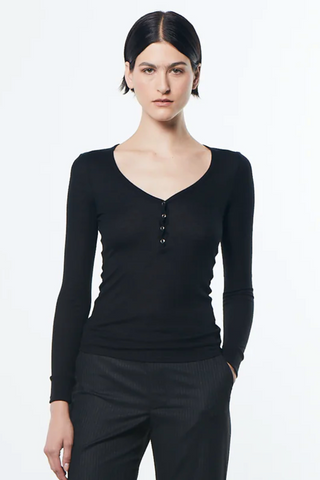 Enza Costa Cashmere Tencel Baby Rib Henley - Premium Shirts & Tops from Enza Costa - Just $225! Shop now 