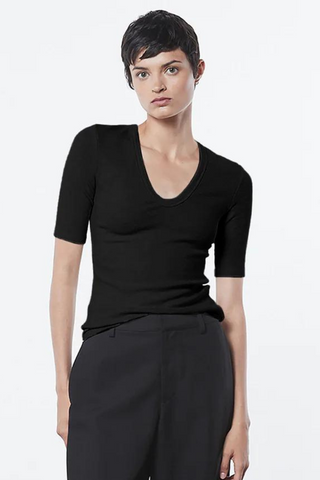Enza Costa Textured Knit Half Sleeve U Neck - Premium Shirts & Tops from Enza Costa - Just $145! Shop now 