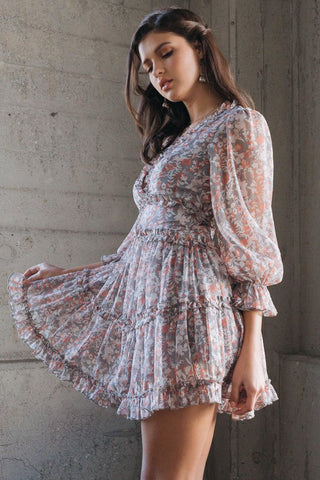 Printed Ruffle Mini Dress *Online Only* - Premium  at Lonnys NY - Just $81.13! Shop Womens clothing now 